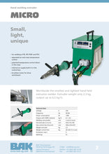 BAK Micro extrusion welder (up to 0.5kg/hr)